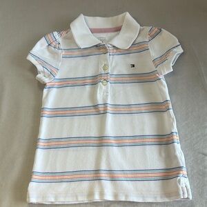 Tommy Hilfiger Kids Striped Polo Shirt dress - White with Multicolor Stripes